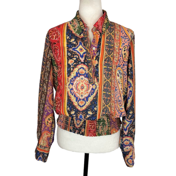Melanie Lyne Tops - Melanie Lyne multicolour smocked blouse